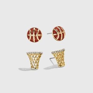BaubleBar Gold and Orange Glitter Stud Earring Duo